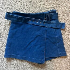 Altar'd State Dark Blue Denim Skort with Belt
